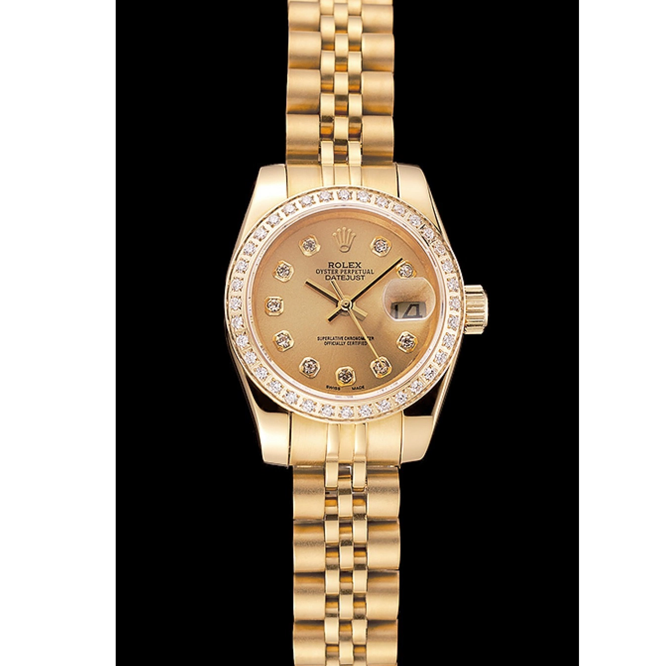 Aaa replica watch Bracelet Swiss Bezel Jubilee Diamond Lady-Datejust Gold 1454096 Champagne Rolex Dial 0612